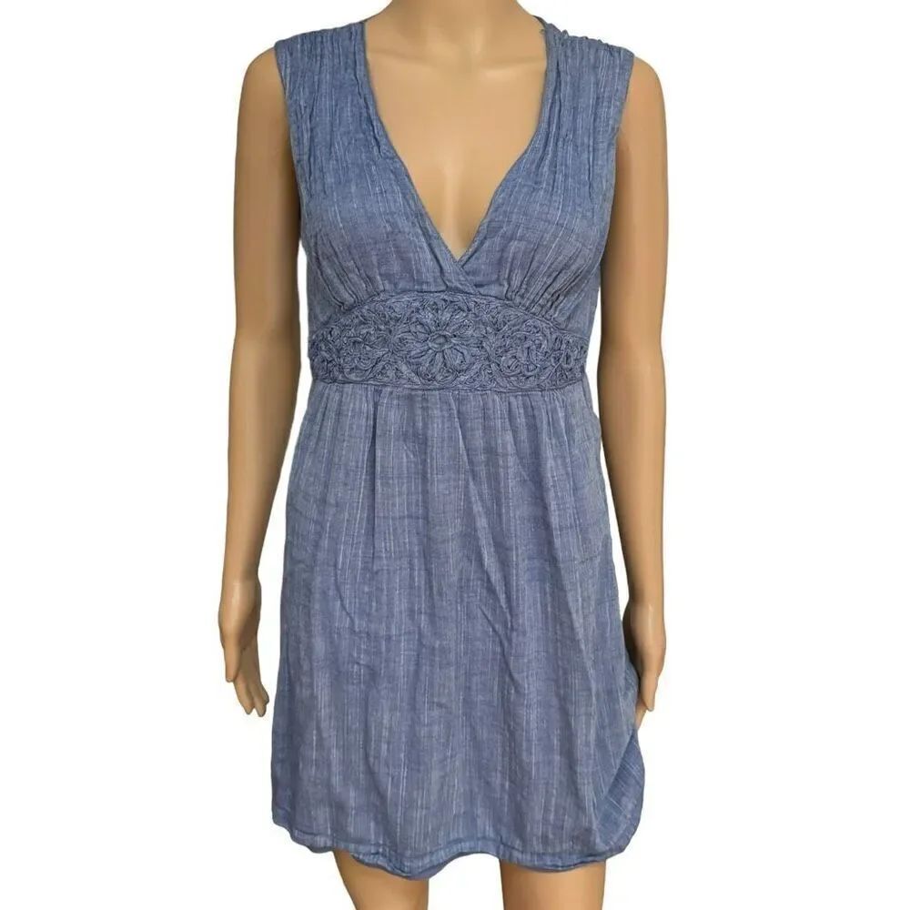 Max Studio dress baby doll style blue mini dress 100% Cotton size M